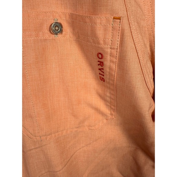 Orvis Mens Medium Button Down Shirt‎ Long Sleeve Peach Fishing Casual - Picture 5 of 8